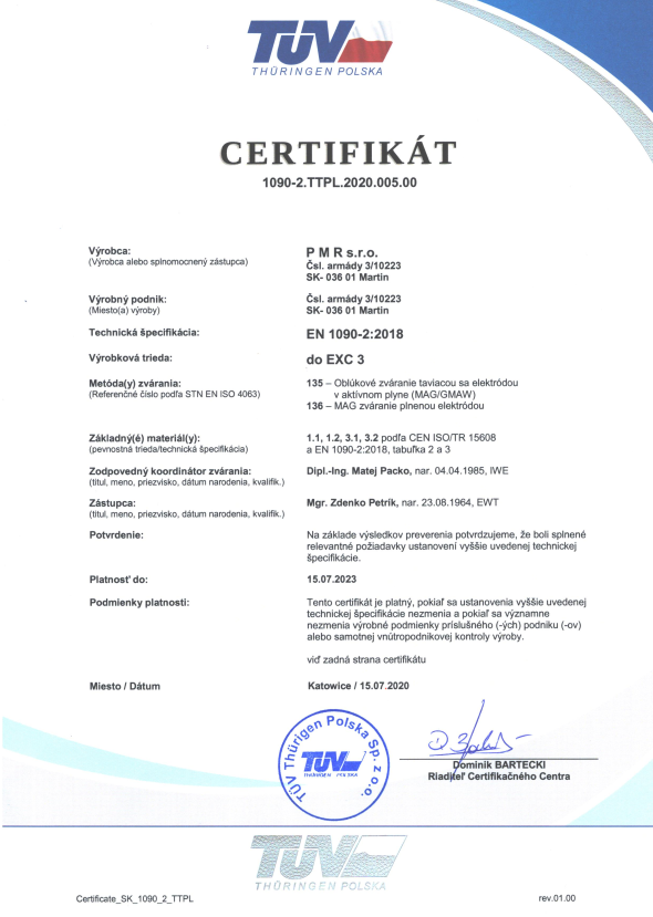Certifikát kvality ISO9001 pre rok 2015 Slovensky